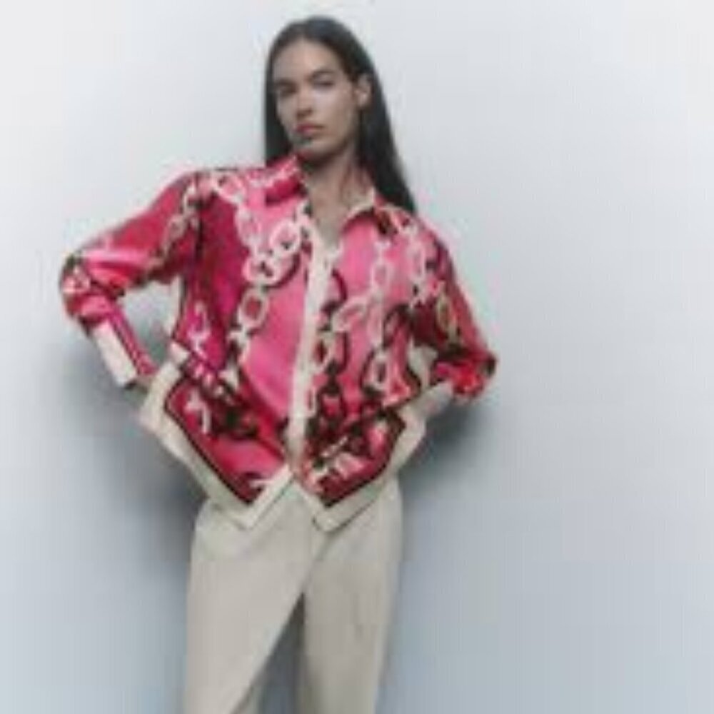 Zara - Chain Print Satin Blouse - S